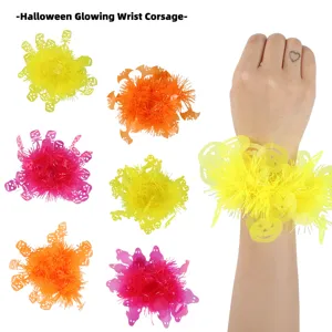 Halloween Glowing Wrist Corsage Colorful Tinsel Festival Party Wrist Decoration Band