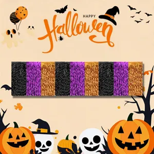 Halloween black purple orange foil fringe curtain table skirt party decor tinsel backdrop