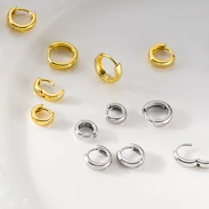 S925 Sterlingsilber Minimalistisch Glatt Rund Creolen Ohrclips Elegante Geometrische Kreis Ohrringe Für Damen Mode Schmuck