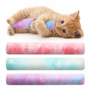Cat Plush Chew Toy Gradient Tie-Dye Interactive Teething Toy Stuffed Pillow with Catnip for Cats Pet Supplies
