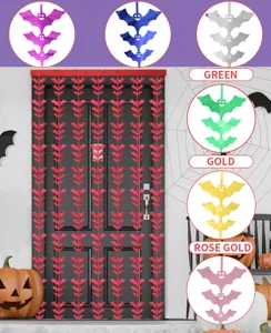 Halloween bat string curtain 2m shimmering PET door hanging party decoration props.