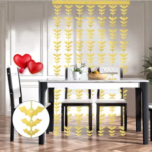 Halloween gold bat hanging curtain string party decoration shiny festive backdrop 2 meters long