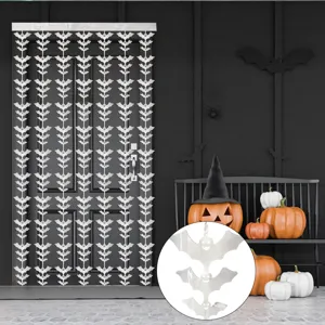 2m Halloween silver bat hanging curtain party decoration PET shiny door backdrop props