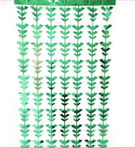 2M Halloween Green Bat Foil Fringe Curtain Party Wall Hanging Decoration Backdrop Prop