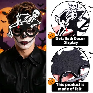 Halloween Skelett Filz Brille Party Kostüm Requisiten gruselig Totenkopf Brillengestell