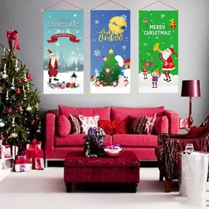 Weihnachten Hängeflagge Cartoon Weihnachtsbaum Weihnachtsmann Schneemann Deko Banner.