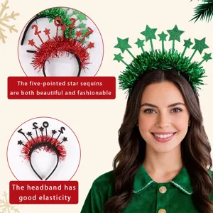 2027 New Year star tinsel headband party holiday costume hair hoop decorative hair accessories