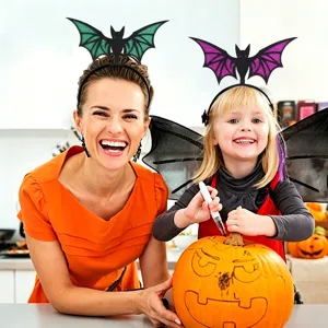 Halloween bat headband set, glitter bat wing hair hoop for costume party holiday dress up.