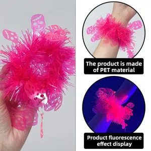 Halloween fluorescent tinsel wristband pink skull party decoration performance prop new