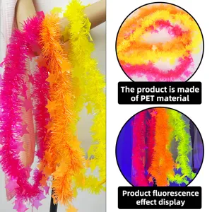 Bunte fluoreszierende Lametta-Girlande Party-Deko mit Sternen für festliche Anlässe.