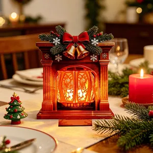 Christmas fireplace LED light ornament festive desktop decoration for holiday party