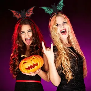 Halloween bat wing headband party costume hair accessories with sparkling glitter design for spooky event.