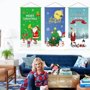 Weihnachts Deko Banner Set feierliche Wandbehang Cartoon Weihnachtsmann Schneemann