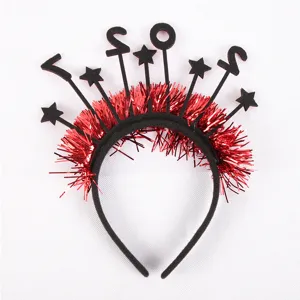2027 New Year headband red tinsel star hair hoop party celebration headwear decoration