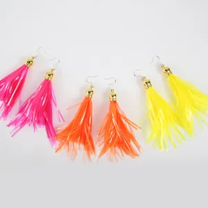 12cm Neon Franje Klos Oorringen Heldere Kleur Feest Sieraden Lange Hangende Oorbellen