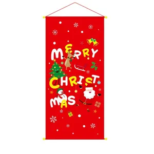 Weihnachten Hängendes Banner Festliche Deko Weihnachtsmann Schneemann Rentier Wandflagge