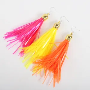 Kleurrijke plastic kwast oorbellen lange franjes oorbellen feest sieraden accessoires