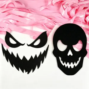 Halloween teschio feltro nero viso fantasma taglio decorazione DIY vista dettaglio