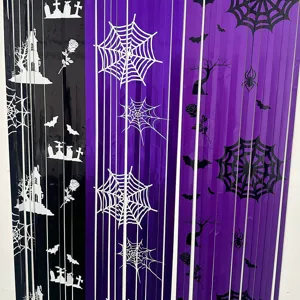 Tendina frange alluminio viola nero ragnatela festa di Halloween decorazioni sfondo