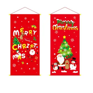 Weihnachten hängender Banner rote Feiertag Dekoration Cartoon Weihnachtsmann Schneemann Baum