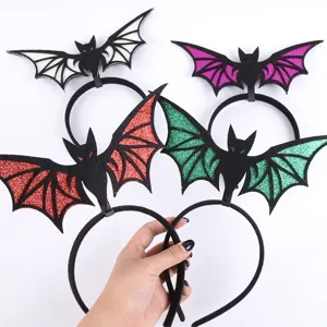 Halloween Bat Headband Spooky Party Hair Hoops Costume Props Glitter Wings Hair Accessories