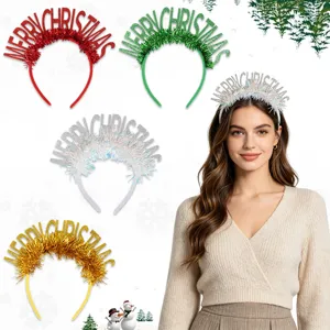 Christmas tinsel headband Merry Christmas letter hair hoop for holiday party hair decor