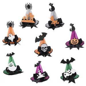 Αξεσουάρ μαλλιών mini καπέλο μάγισσας Halloween με κολοκύθα και νυχτερίδα για πάρτι.