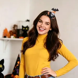 Αξεσουάρ μαλλιών Halloween με καπέλο μάγισσας, κρανίο και νυχτερίδα για αποκριάτικο πάρτι.