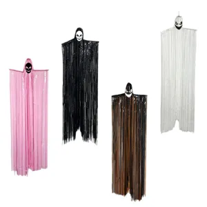 2m Halloween nappa fantasma appendi decorazione spaventoso teschio viso pioggia seta oggetti