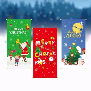 Weihnachten dekorative Cartoon Hängeflaggen Set mit Weihnachtsmann Rentier und Schneemann