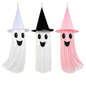 Halloween glowing ghost hanging decorations with witch hat party hanging spooky decor