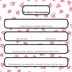 Product specification and detail information card for decorative pearl string party props.