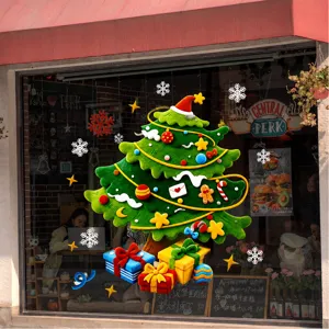Christmas tree window sticker static clings holiday showcase glass window decor decal