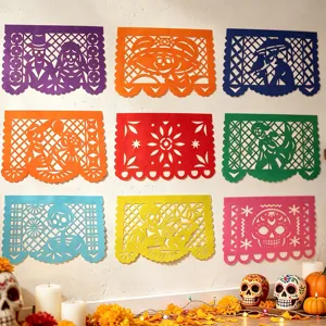 Dag van de Doden Papel Picado kleurrijke papieren banners voor Mexicaans feest