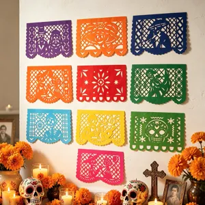 Kleurrijke Mexicaanse Dag van de Doden papier banners feestelijke feestdecoratie uitgesneden vlaggen