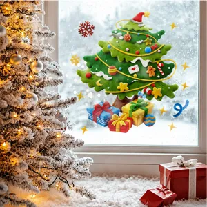 Christmas window stickers static cling decals for holiday glass door home party decor.