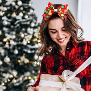 Pinza de lazo para el pelo de Navidad accesorio festivo rojo para fiesta navideña