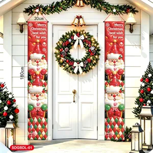 Banner porta di Natale decorazione appendere rosso cartone animato Babbo Natale