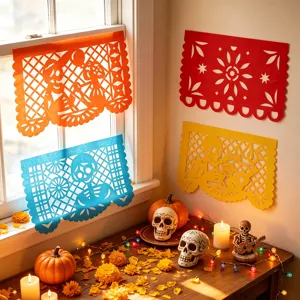 Kleurrijke papel picado banners voor Dag van de Doden Mexicaanse feestdecoratie