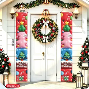 Banner per porta di Natale decorazione sospesa festa festiva cartello verticale 30x180cm