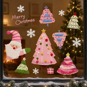 Christmas cartoon window static sticker Santa Claus trees glass door decorative decal