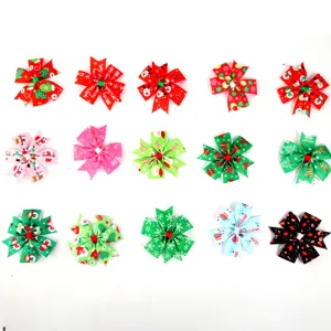 Pinzas para el Cabello con Lazo de Navidad para Niñas Estampado Festivo Copo de Nieve Papá Noel Reno Lazo de Cola de Golondrina Accesorios para el Cabello