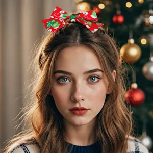 Pinza de pelo de lazo de Navidad para ninos accesorio de fiesta cinta horquilla bonita