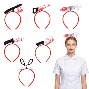 Serre-tête Arme Ensanglantée Effrayante D'Halloween Couteau De Simulation En Acrylique Hache Scie Ciseaux Accessoires De Costume De Fête