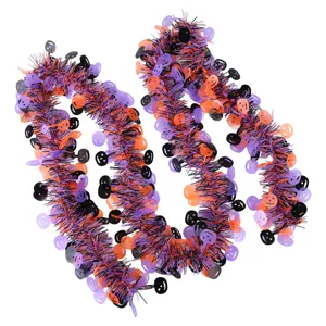 Halloween tinsel garland black orange purple spooky spooky party decoration hanging pumpkin