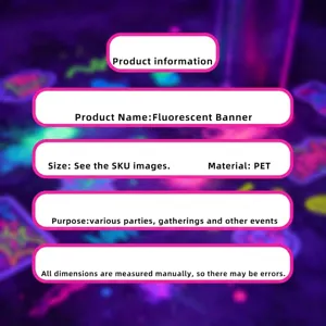 Fluorescent banner party decoration PET material suitable for various gatherings and celebrations.