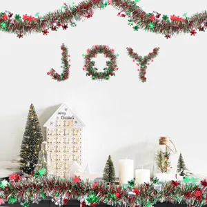 Christmas tinsel garland red silver green thick hanging decoration party holiday ornament 2M