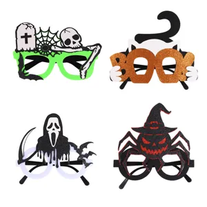Halloween Filz Party Brille lustige Fotorequisiten Skelett Spinne Hexenhut Set Detail