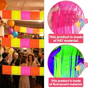 Colorful metallic fringe curtain party backdrop decoration neon foil tinsel streamer 3m