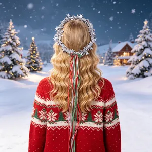 Diadema de estrella navideña con cintas rojas verdes accesorio festivo detalle de pelo